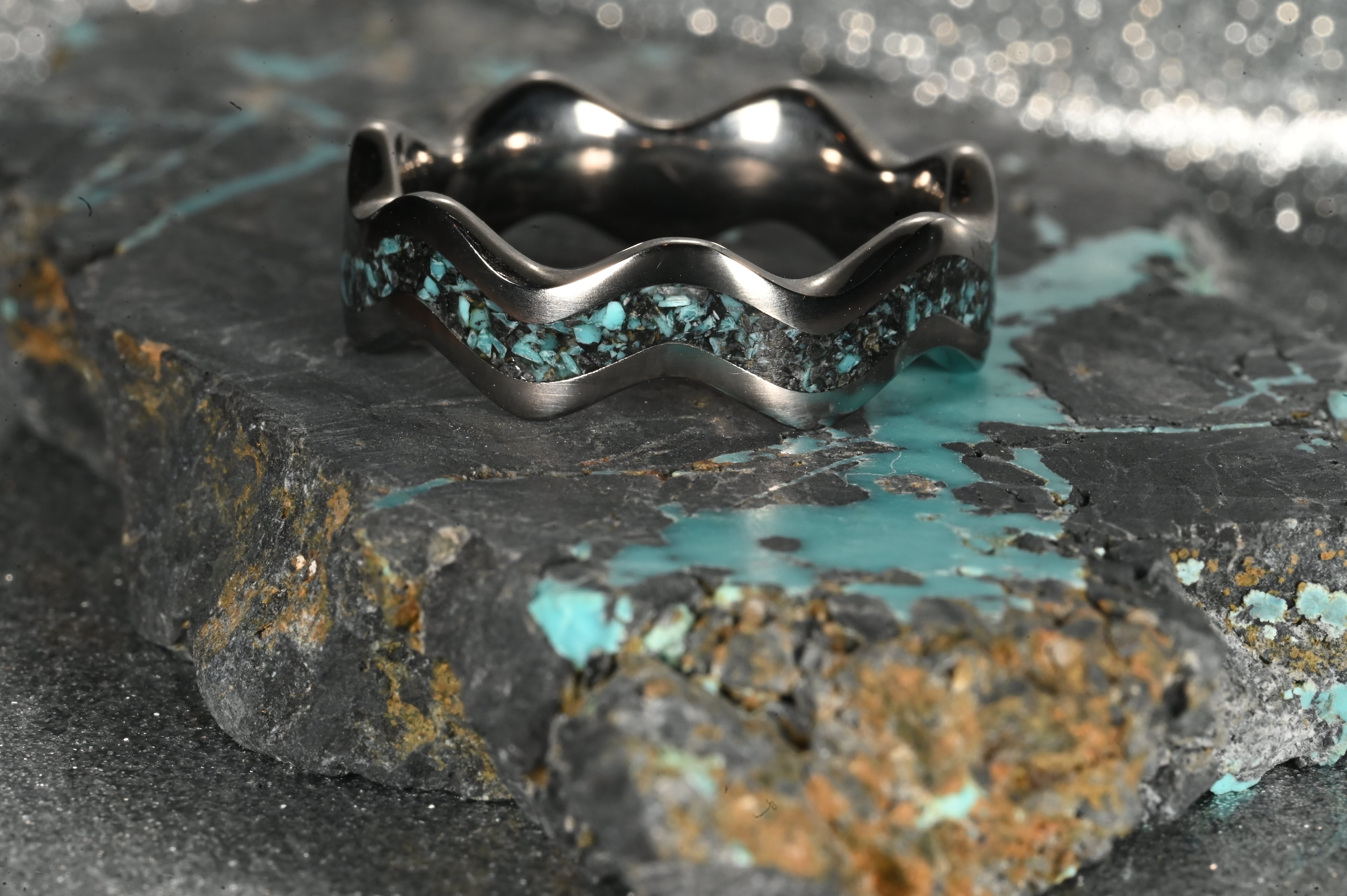 Shell in Black Blue Turquoise 925 online Ring